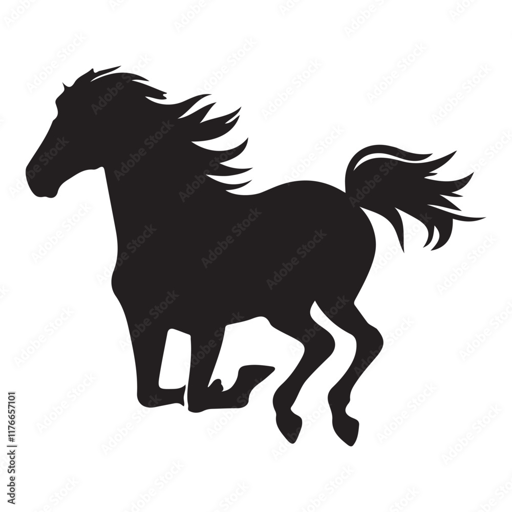 Black Silhouette of a Running Horse Vector Illustration Black Silhouette of a Running Horse Vector Illustration