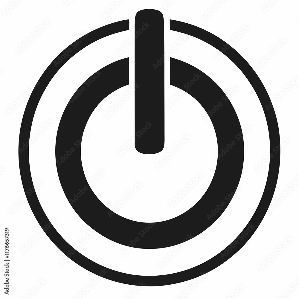 Power Button Black Silhouette Vector Power Button Black Silhouette Vector