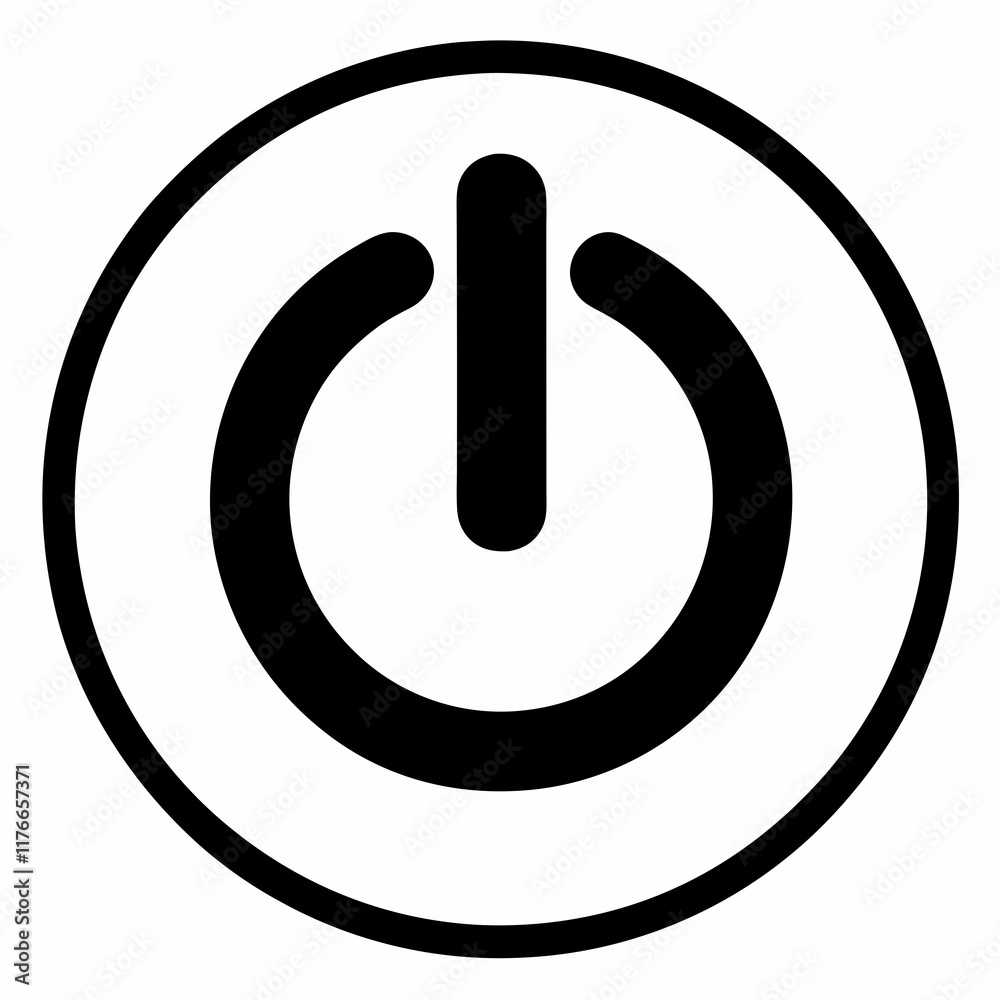 Power Button Black Silhouette Vector Power Button Black Silhouette Vector