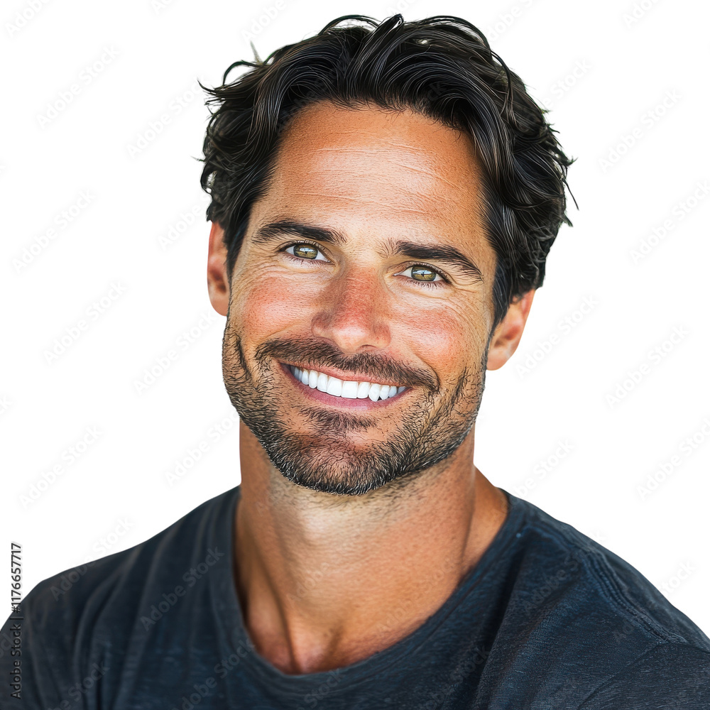 Authentic Smiling Man Portrait on White Background for Positive Messaging on transparent background Authentic Smiling Man Portrait on White Background for Positive Messaging on transparent background