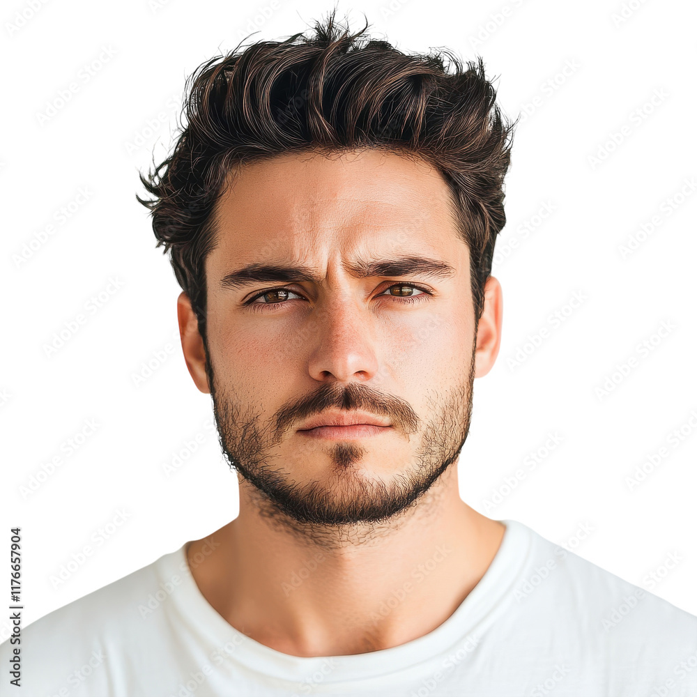 Obraz premium Serious Expression Portrait for Professional Use on transparent background