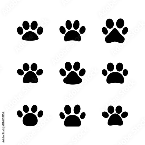 Paw icon set. paw print icon vector. dog or cat paw