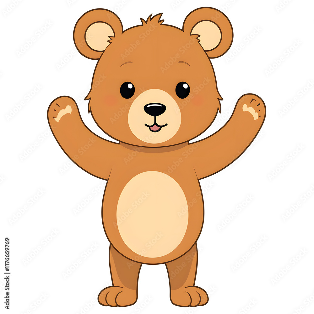 Obraz premium Cartoon Bear Vector Illustration with Warm Colors