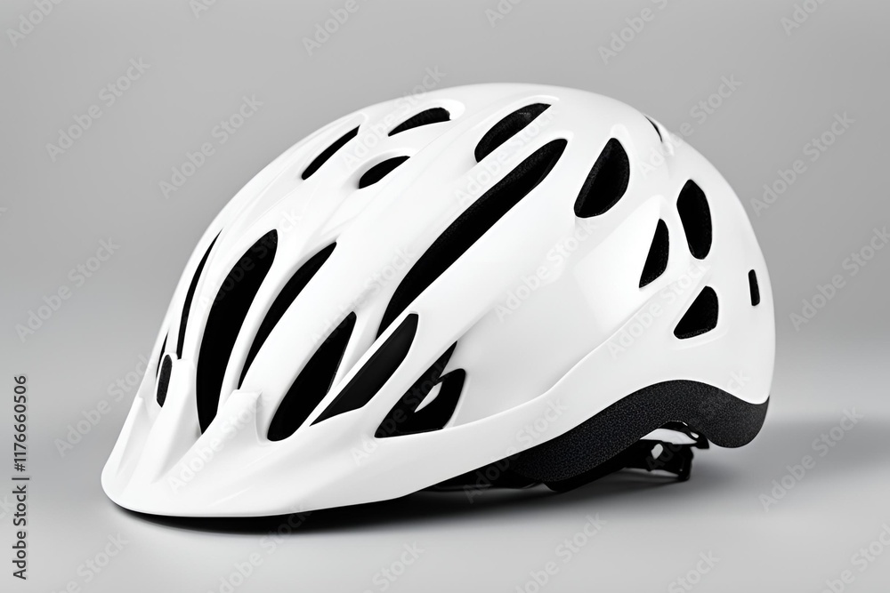 Fototapeta premium White bicycle helmet isolated on white background.