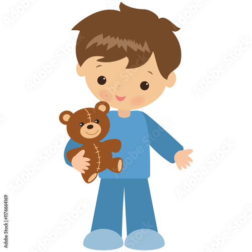 Cute little boy wearing pajamas vector cartoon illustration