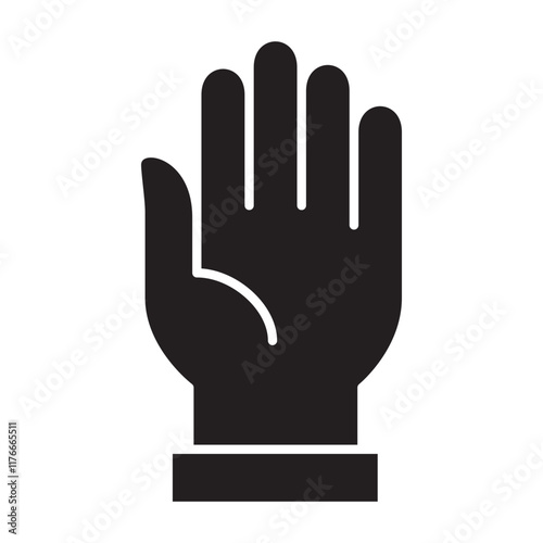 Single hand facing up icon. Flat solid design.