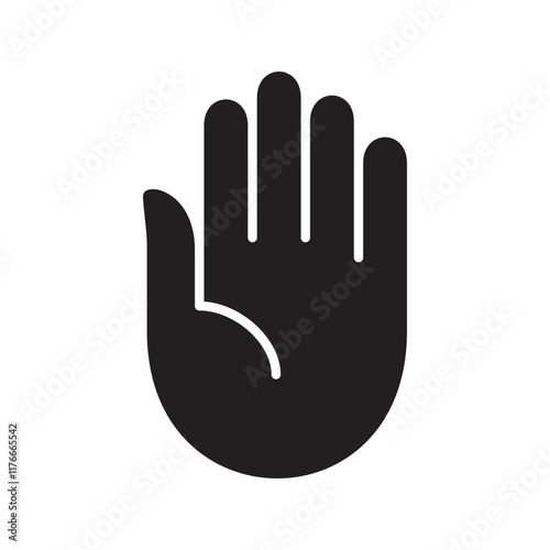 Single hand facing up icon. Flat solid design.