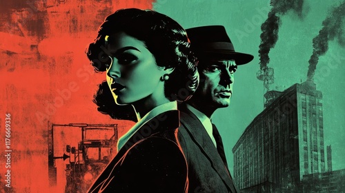 A dramatic vintage-style movie poster with a striking title and nostalgic film imagery in bold hues.