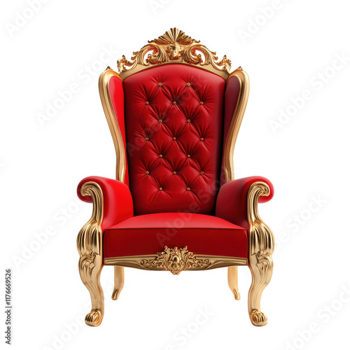 Santa Claus Throne Chair for Holiday Events and Photoshoots on transparent background