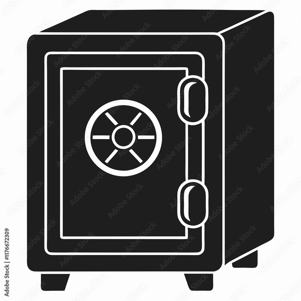 Safe Vault Black Silhouette Vector Safe Vault Black Silhouette Vector
