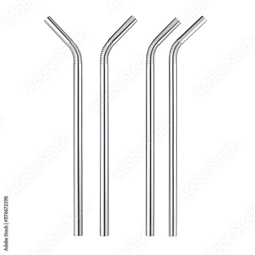 Eco-Friendly Stainless Steel Straw Set for Sustainable Drinking on transparent background