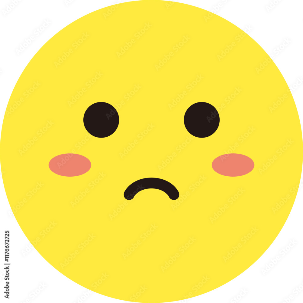 Fototapeta premium 顔 表情 アイコン 黄色 シンプル 丸 単体 不機嫌