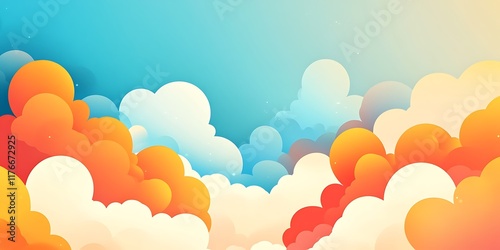 Vibrant Sunset Cloudscape A Dreamy Illustration for Backgrounds and Designs