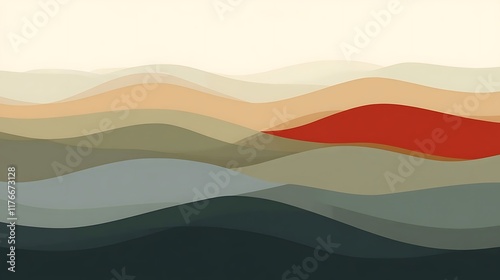 Abstract Landscape Serene Hills and Mountains in Calming Tones,Perfect for Wallpaper,Social Media Posts