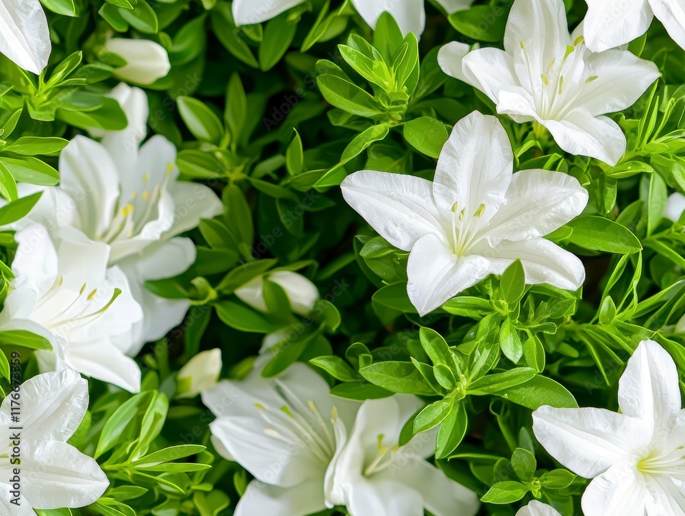Blossoming white azaleas in lush green garden nature photography close-up view floral beauty Blossoming white azaleas in lush green garden nature photography close-up view floral beauty