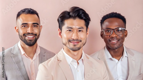 Studio shot of diverse real state agents or diverse businessmen, Group of multiethnicity businessman photo