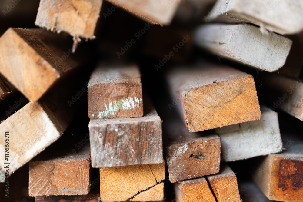 Close-Up of Stacked Wooden Planks Close-Up of Stacked Wooden Planks