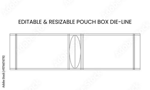 Editable and resizable pouch box die-line template