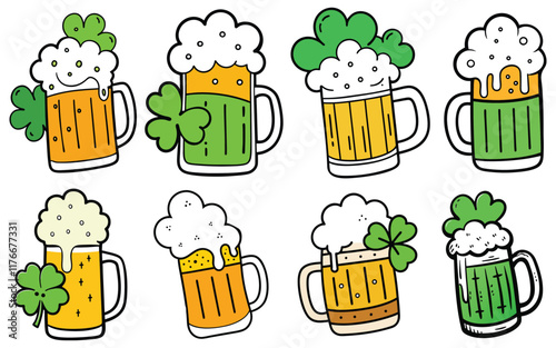 Festive St. Patrick's Day Beer Glasses Illustration