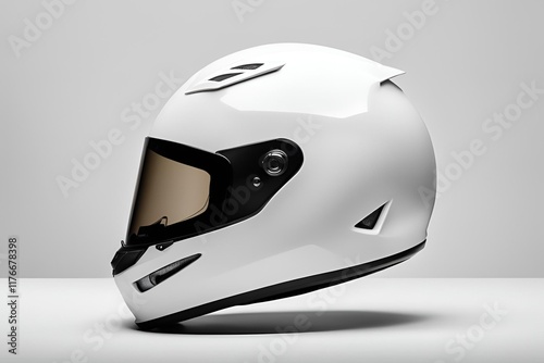 White fullface helmet isolated on white background. photo