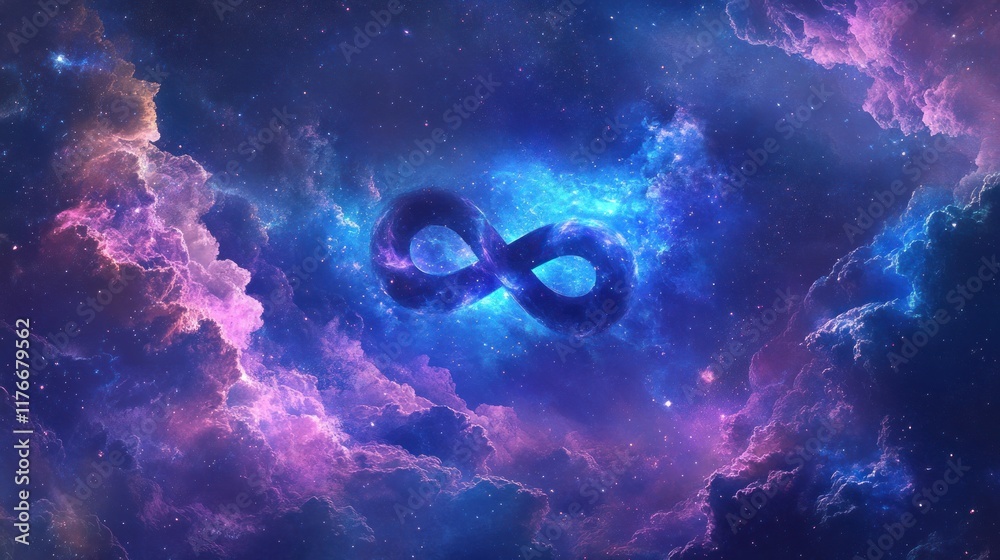 Obraz premium Cosmic Infinity Symbol Nebula Background
