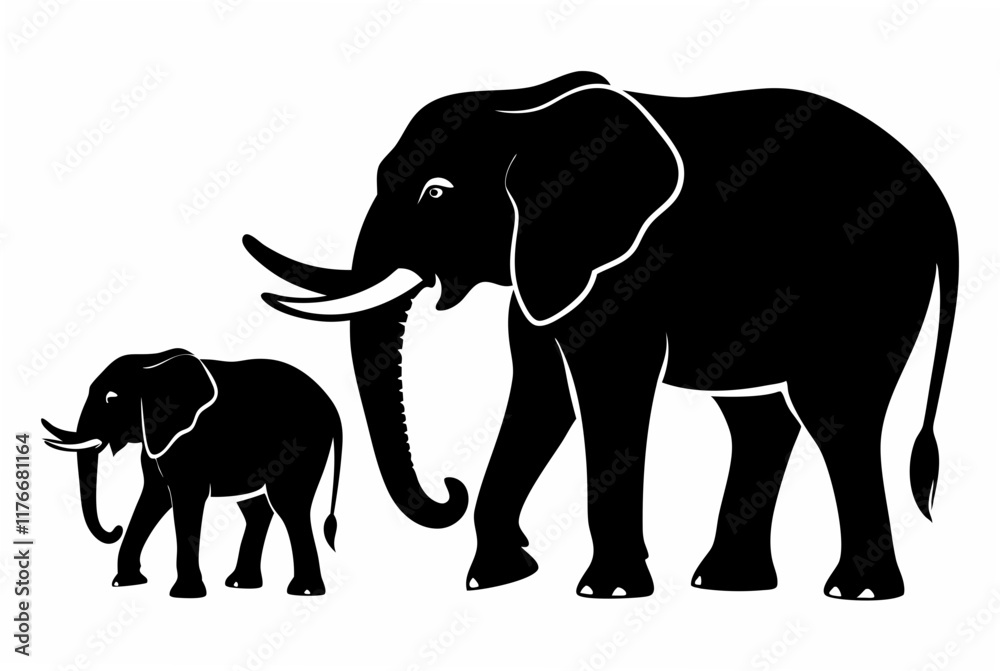 Fototapeta premium elephant vector silhouette illustration white background