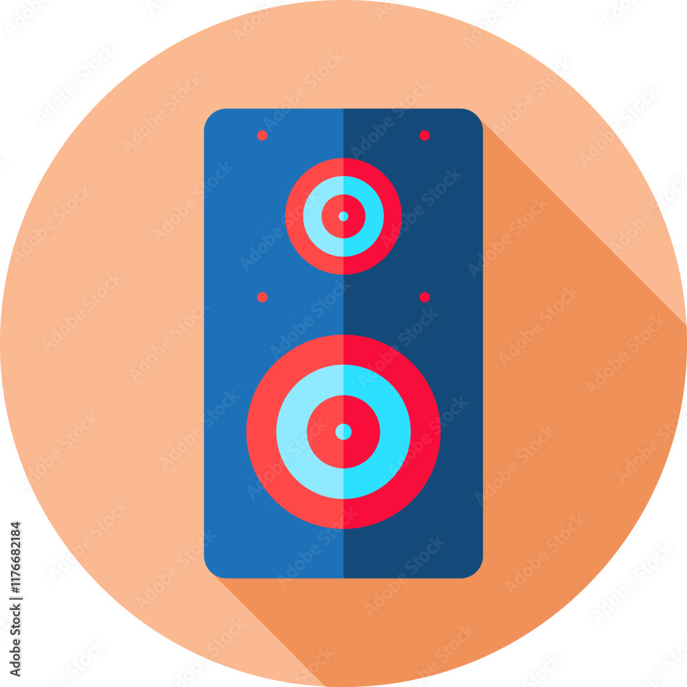Blue and Red Speaker Icon in Circle Shape.