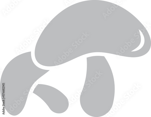 Illustration of Grey Mushroom Icon in Flat Style.