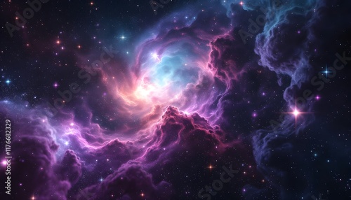 Mesmerizing Cosmic Nebula: A Stellar Display of Colors and Light in the Universe photo