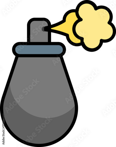 Spray bottle icon in gray and yellow color.