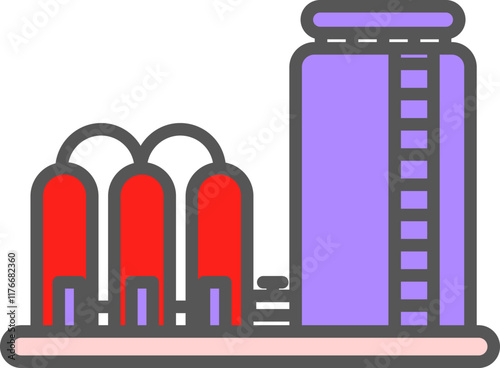 Colorful Chemical Refinery Icon.