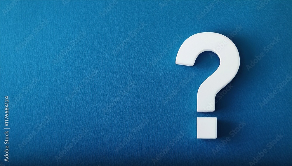 White Question Mark on Blue Background - Minimalism White Question Mark on Blue Background - Minimalism