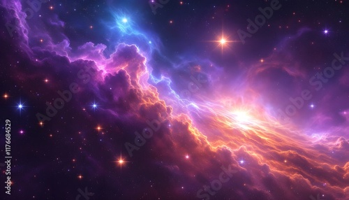 Vibrant Cosmic Nebula in a Dazzling Galaxy: A Stunning Celestial Display of Color and Light