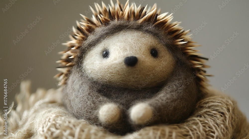 Fototapeta premium A felted hedgehog with soft spines