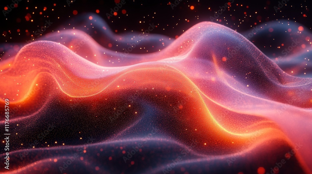 Abstract glowing wave landscape with particles. Abstract glowing wave landscape with particles.