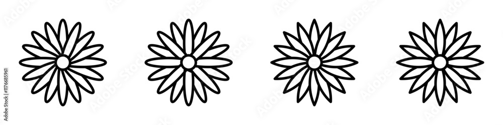 Flower pattern vector icon set in minimal style. Editable stroke. Flower pattern vector icon set in minimal style. Editable stroke.