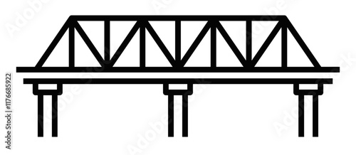 Railway bridge vector icon in outline design. Editable stroke.