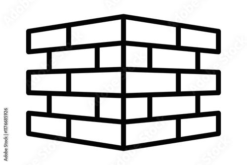 Brick wall vector icon in outline design. Editable stroke.
