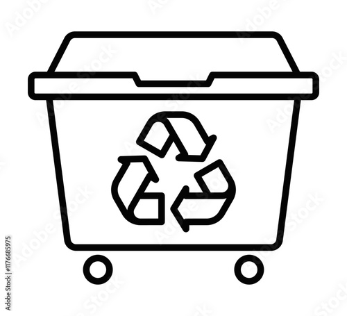 Recycling bin vector icon with arrows. Editable stroke.