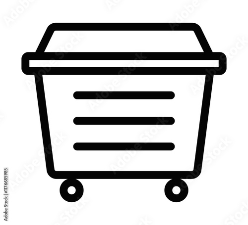 Dumpster vector icon in simple line style. Editable stroke.