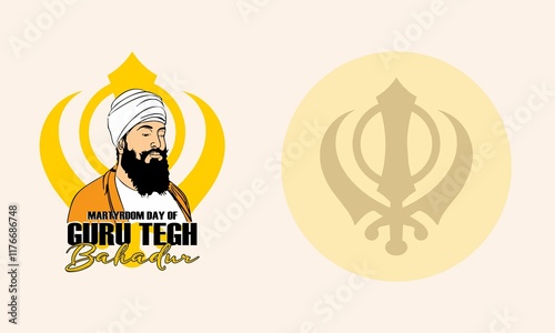 illustration of Martyrdom Day of Guru Tegh Bahadur Sahib card,poster background Martyrdom of Guru Tegh Bahadur,Guru Tegh Bahadur was the ninth of ten Gurus of the Sikh religion photo