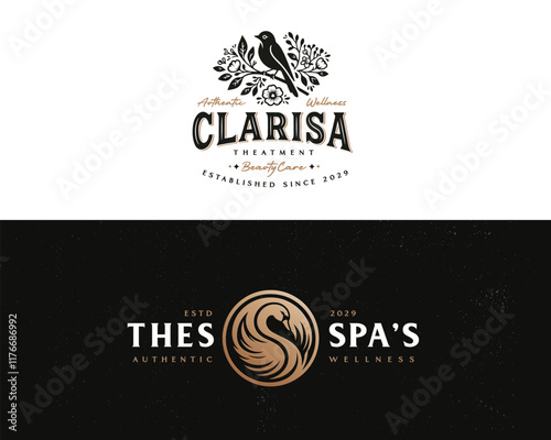 Elegant unique nature with bird combine with goddess feminine woman logo for beauty salon, spa, cosmetic, and skincare brand