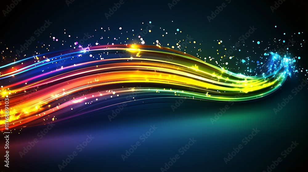 Obraz premium Vibrant Rainbow Light Stream with Sparkling Particles