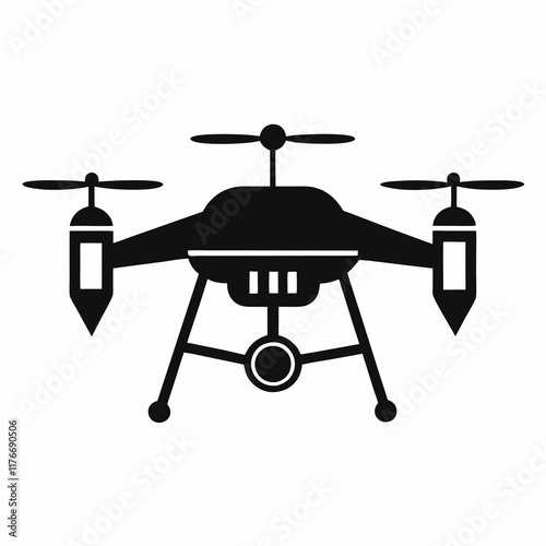 Smart Agriculture Drone Silhouette Vector