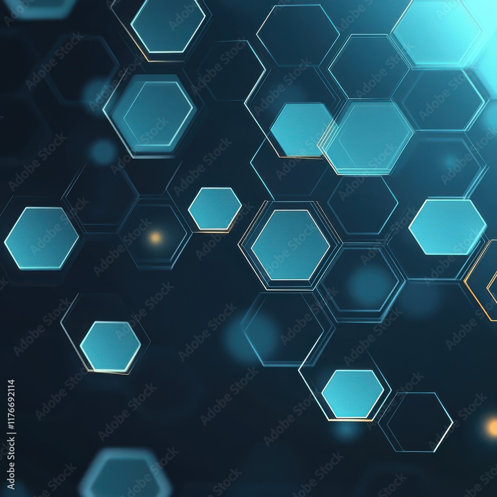 A captivating abstract background featuring hexagonal shapes in shades of blue and teal.