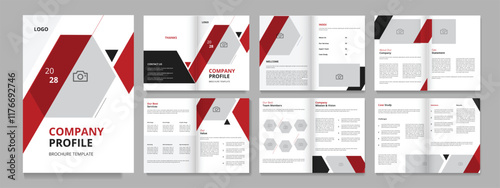 company profile design brochure, creative design 12 pages company brochure layout, multipurpose template with cover modern and trendy design template