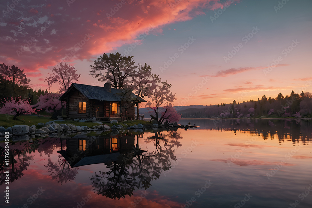 Fototapeta premium sunrise over the lake