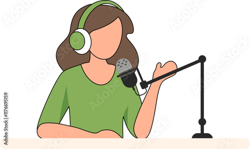 Woman Recording Podcast Illustration