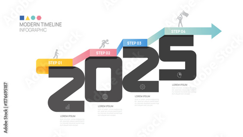 ladder Infographic 4 steps to 2025 success growth template. Business process. Vector illustration.