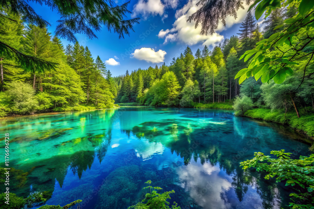 serene lagoon reflects vibrant blue hues and lush greenery serene lagoon reflects vibrant blue hues and lush greenery